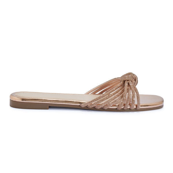 ROBIN3 DIAMANTE KNOTTED FLAT SANDAL