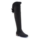 FBA1 KNEE HIGH BOOTS WITH BLACK FAUX FUR TRIM AND BOW