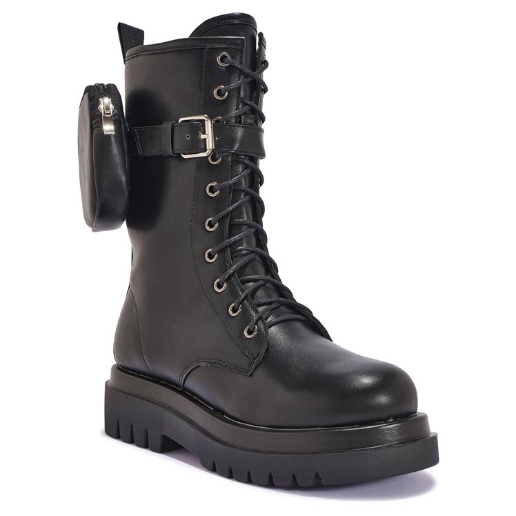 Biker Boots Side Lace Up Boots Women's Lace Up Boot, Black Indian