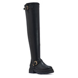 PERTH53 OVER THE KNEE BOOTS WITH GOLD BUCKLE DETAIL
