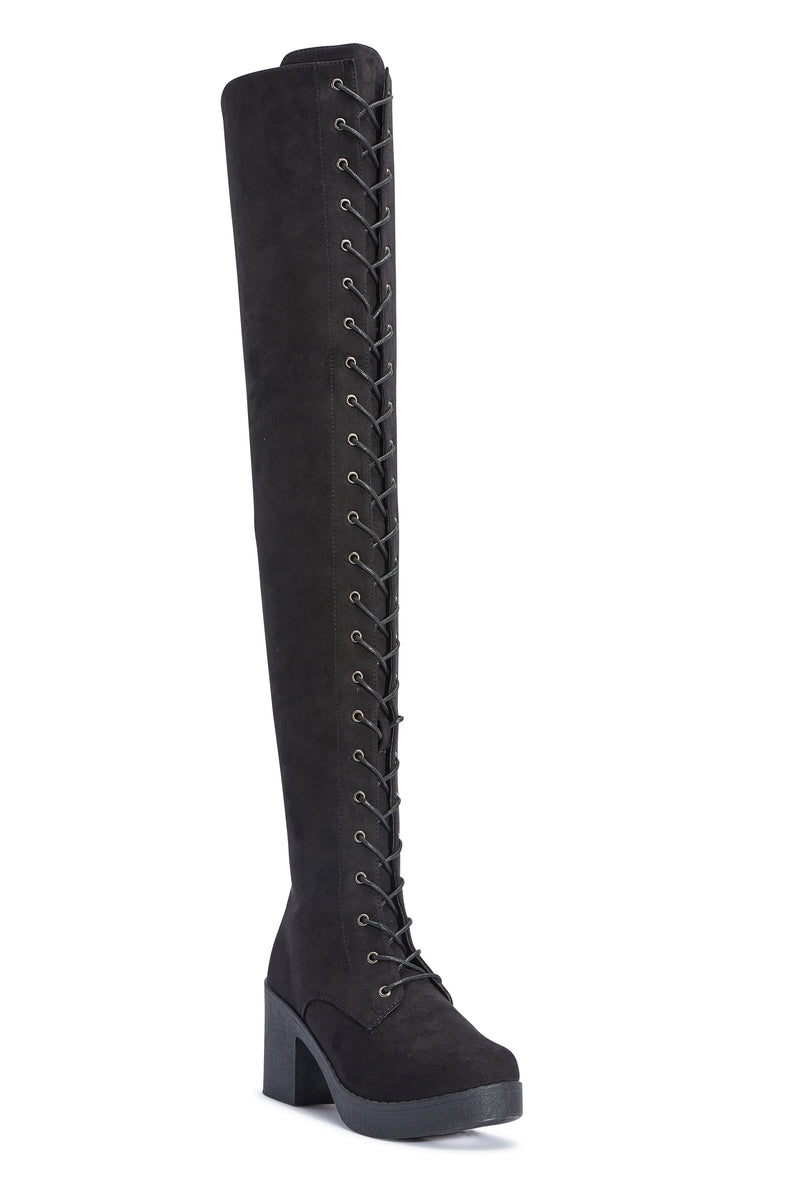 STAR18 CHUNKY PLATFORM OVER THE KNEE LACE UP BOOT