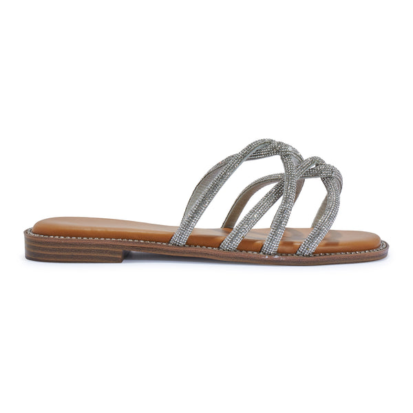 OWL3 DIAMANTE KNOTTED FLAT SANDAL