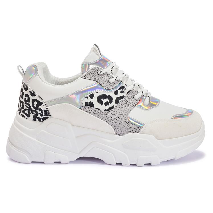200416 MULTI PRINT CHUNKY LACE UP TRAINER