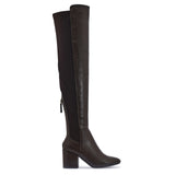 ABD58 FAUX LEATHER KNEE HIGH BLOCK HEEL BOOTS WITH ZIP
