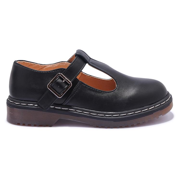 BUK32 FLAT BUCKLE SHOES BLACK PU