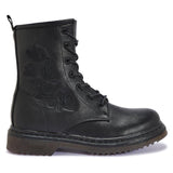 BUK99 BLACK EMBROIDERY ANKLE LACE UP BOOT