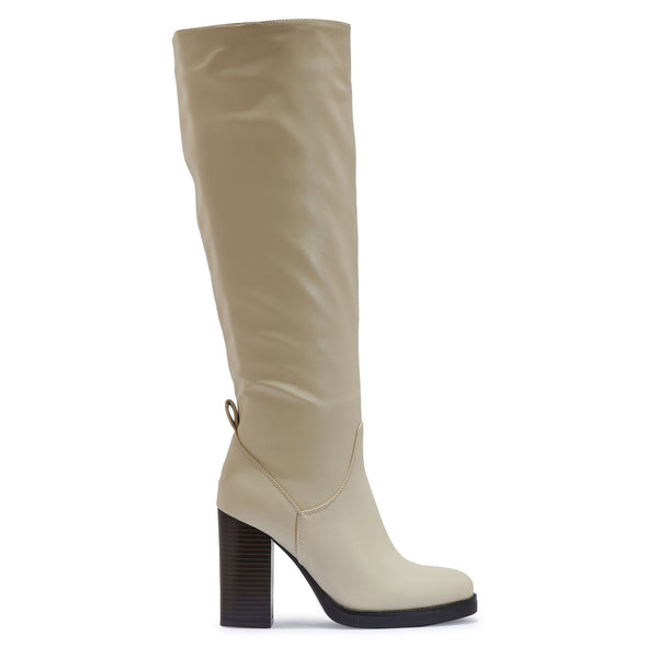 CHAMBORD3 BLOCK HEEL FAUX LEATHER KNEE HIGH BOOTS