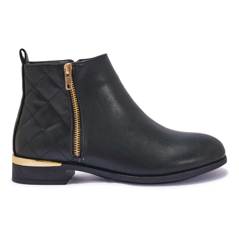 CHAT2 – GOLD ZIP DETAIL QUILTED CHELSEA BOOTS