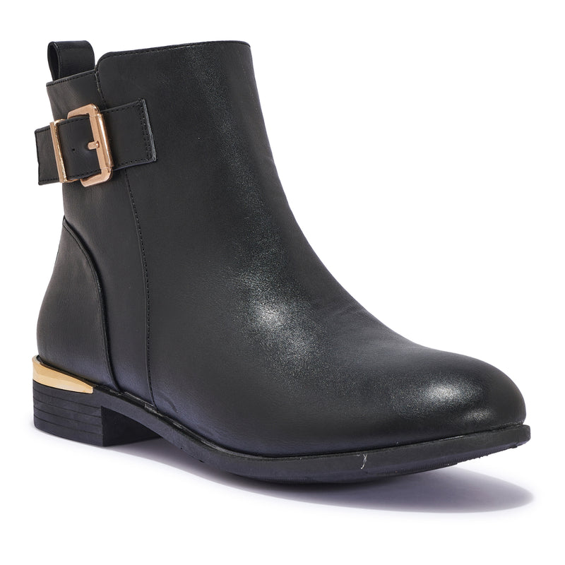 CHAT3 – GOLD TRIM CASUAL ANKLE BOOT