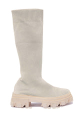 DENAH600 - CHUNKY CLEATED KNITTED CALF HEIGHT BOOT