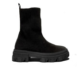 WFDENAH601 CHUNKY CLEATED DOUBLE SOLE RIBBED KNIT ANKLE SOCK BOOT