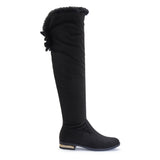 FBA1 KNEE HIGH BOOTS WITH BLACK FAUX FUR TRIM AND BOW