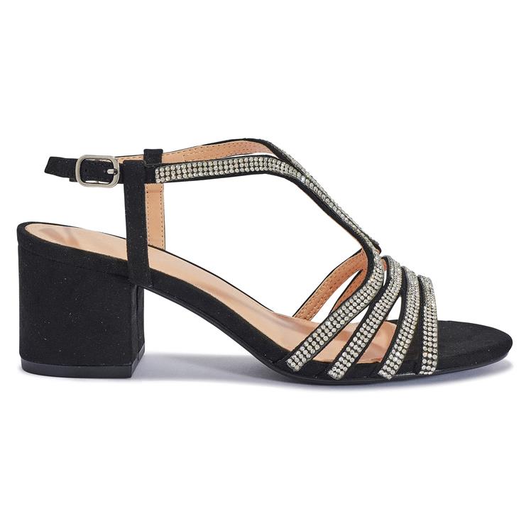 HALLIE7 Diamante Block Heel Sandals