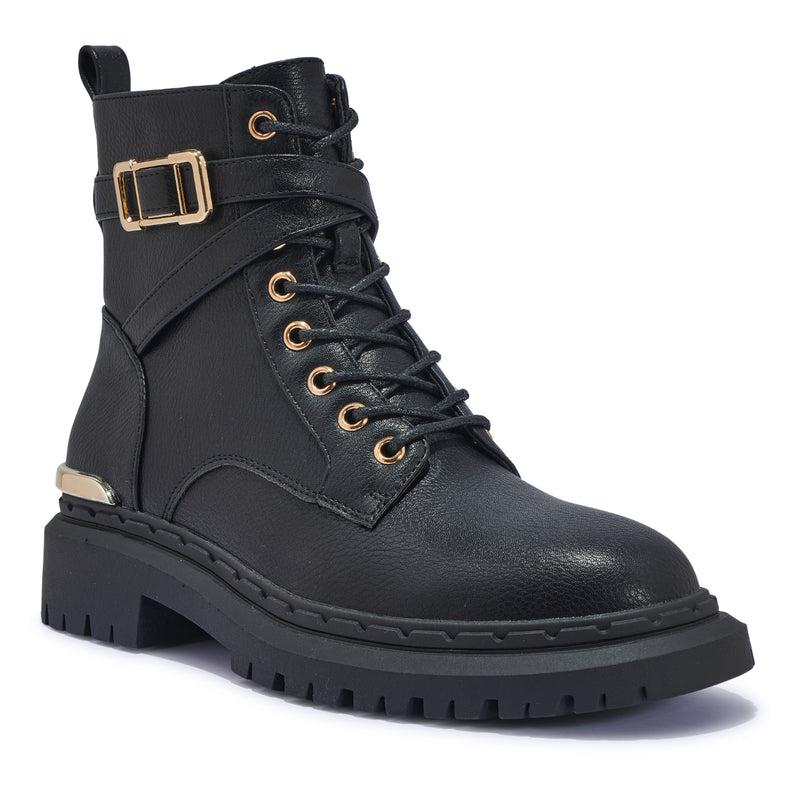 MAGNERS4 CLEATED BUCKLE DETAILS LACE UP BOOT