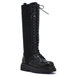 VEGA71 DOUBLE SOLE KNITTED LACE UP KNEE BOOT