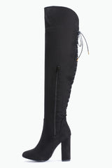 Block Heel Over The knee Lace Up Boots