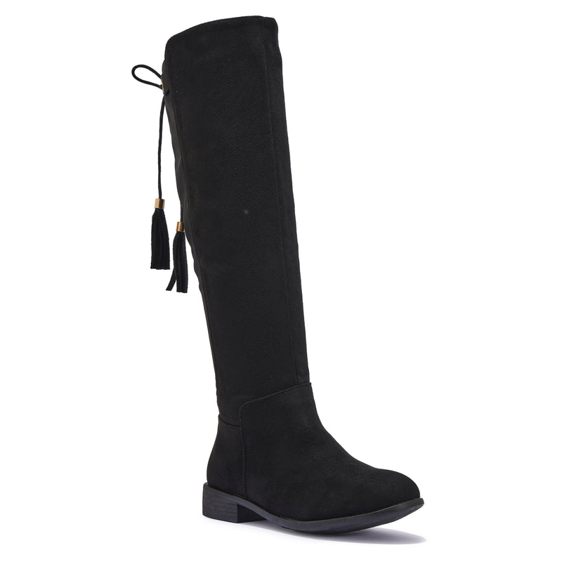 CHAT150 – FAUX SUEDE KNEE HIGH TASSEL BOOTS