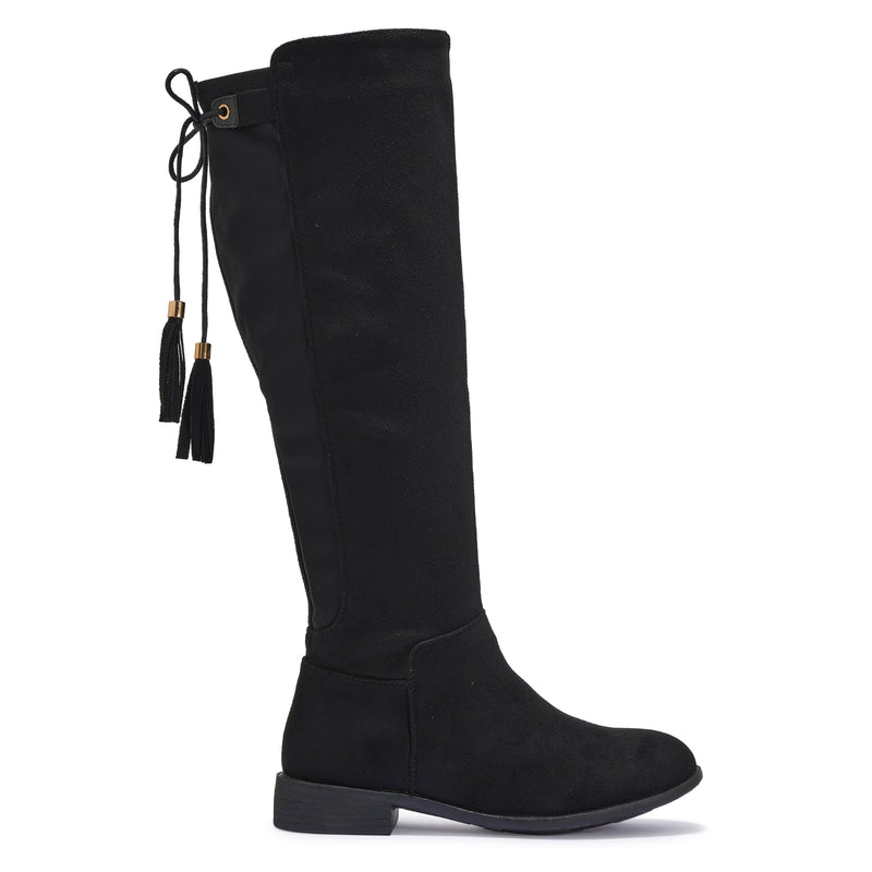 CHAT150 – FAUX SUEDE KNEE HIGH TASSEL BOOTS
